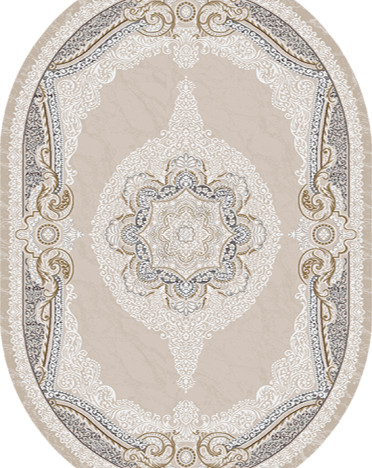 Ковер российский 25649-24366 Каскад (PP Heatset Высокоплотный, бежевый) овальный